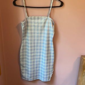 blue striped dress
